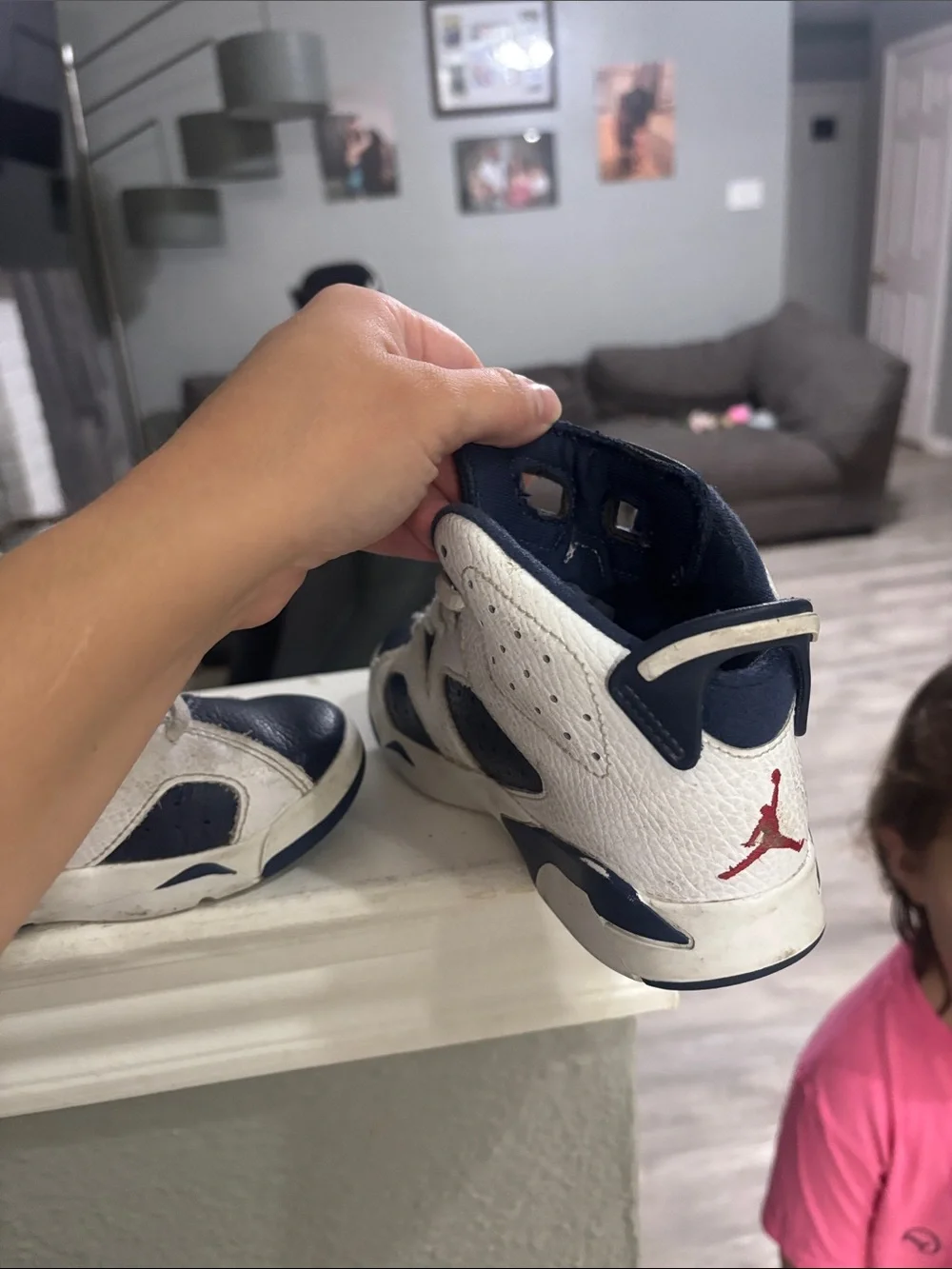 Jordan Kids Navy and White Retro Sneakers